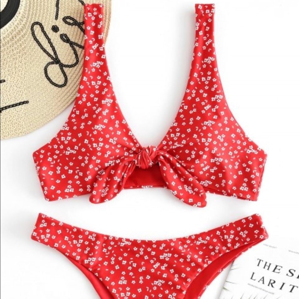 zaful tiny floral tie bikini!